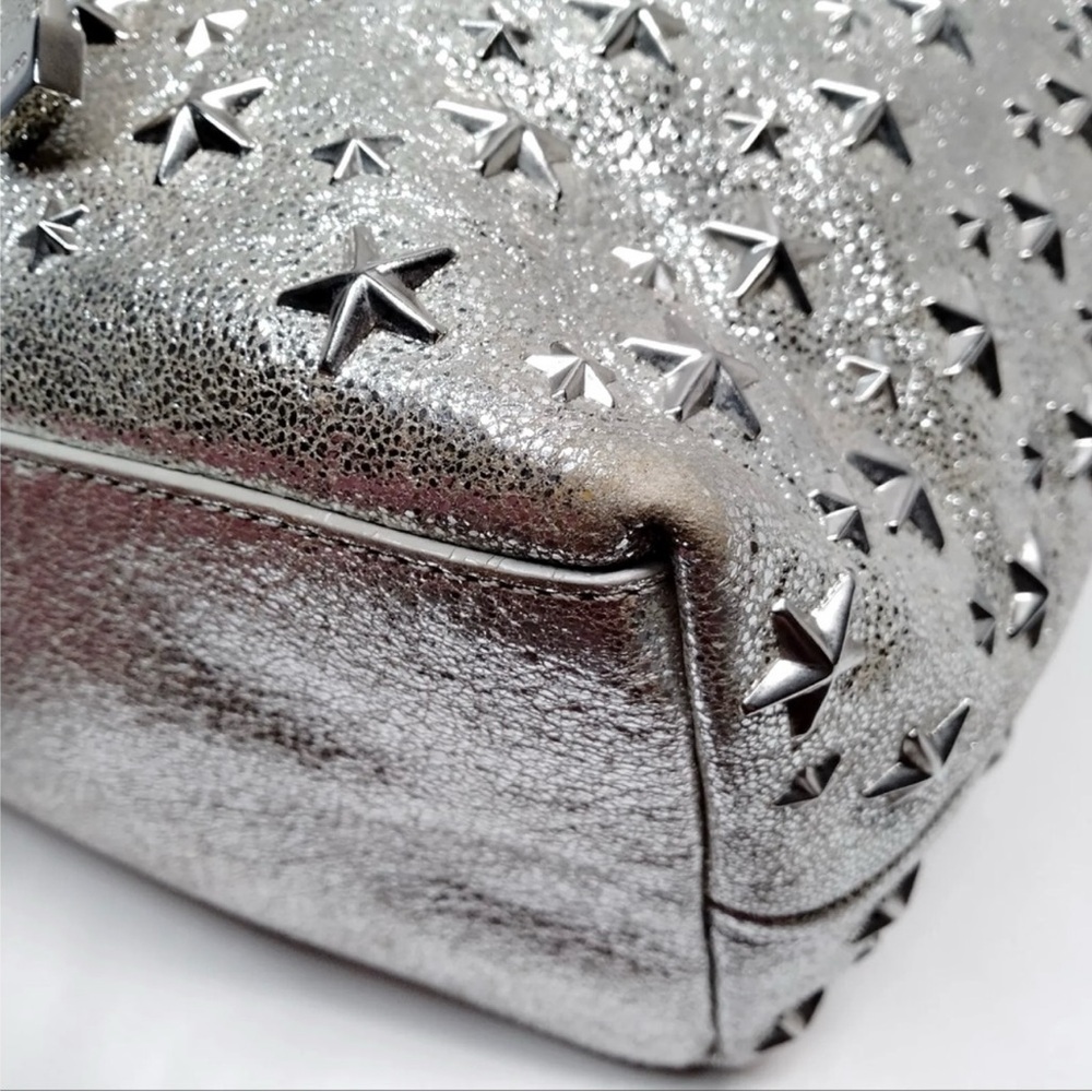 Jimmy Choo ~ Sophia metallic silver leather tote bag with star studs - Picture 5 of 6